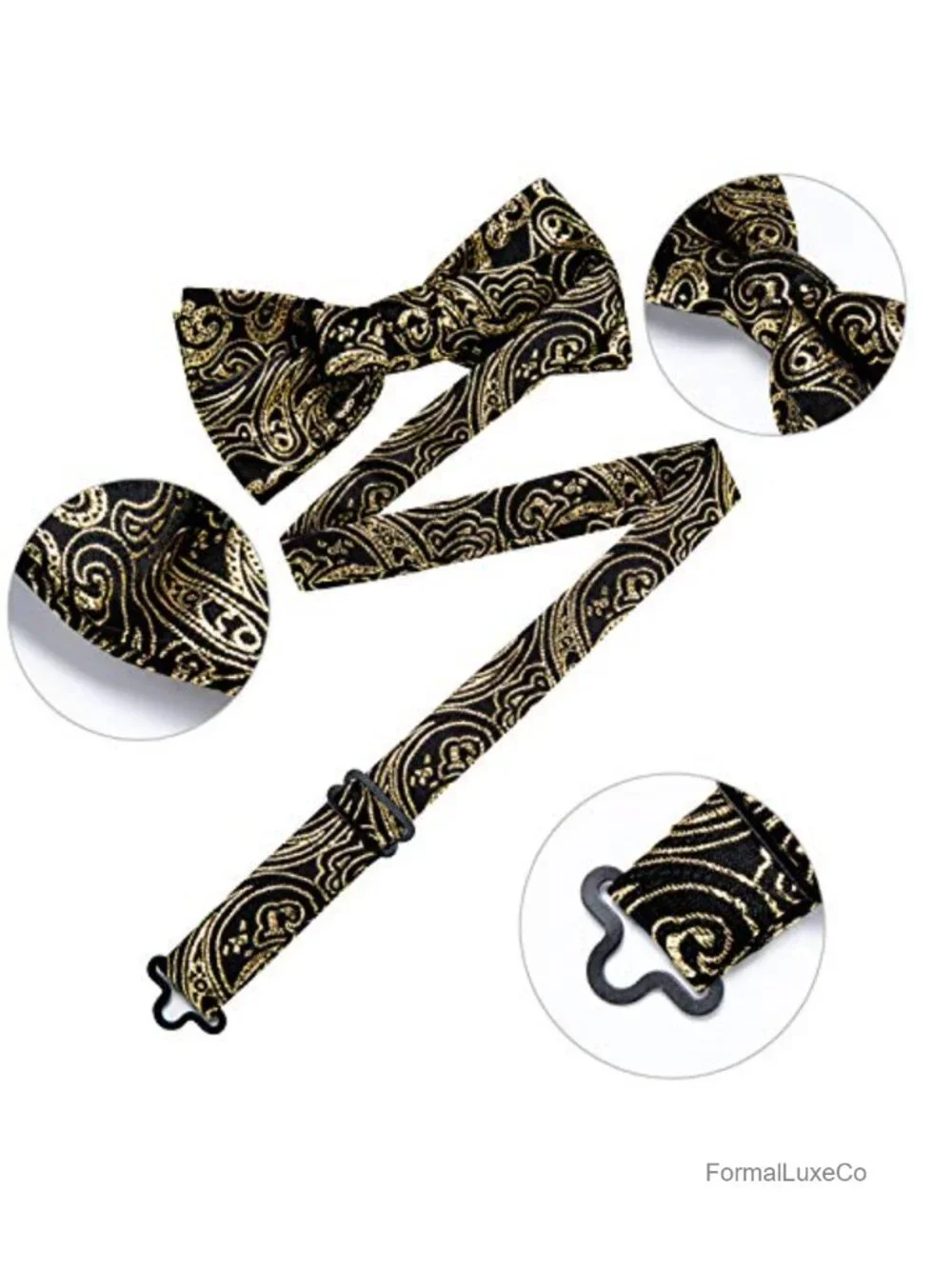 Silk Pre-Tied Bowtie Set with Handkerchief & Cufflinks, Gift Box